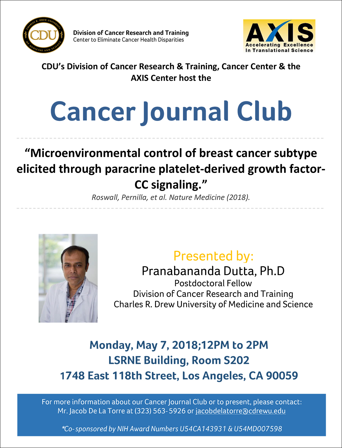 CDU Cancer Journal Club có Tiến sĩ Pranabananda Dutta